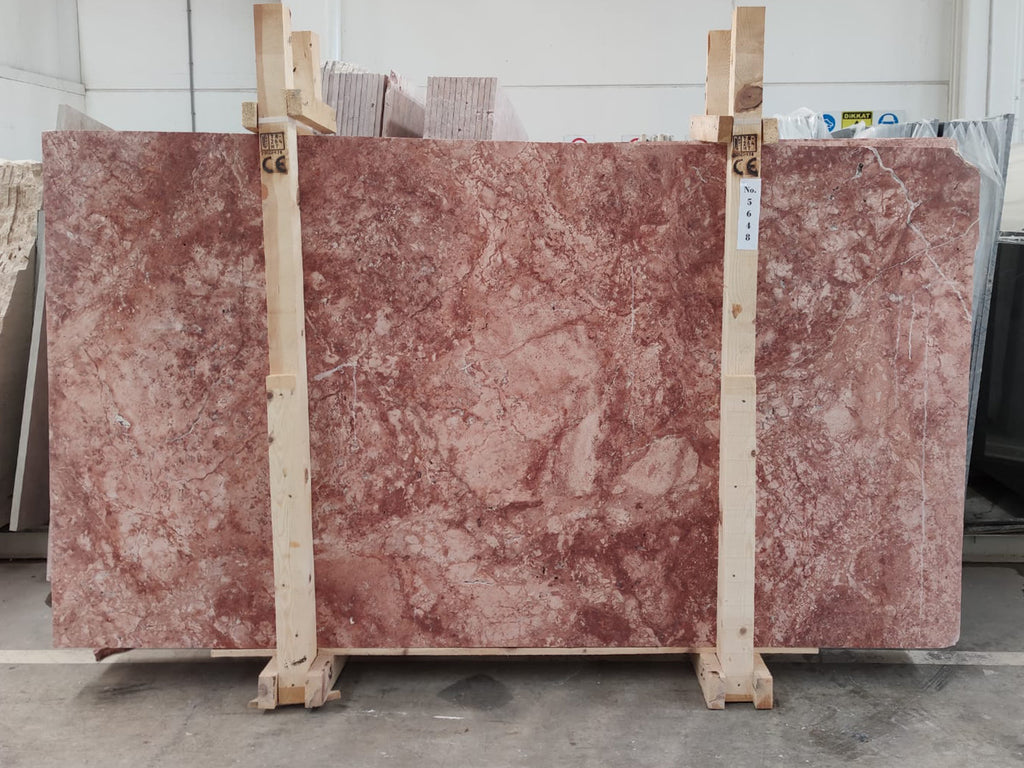 Red and pink travertine slab
