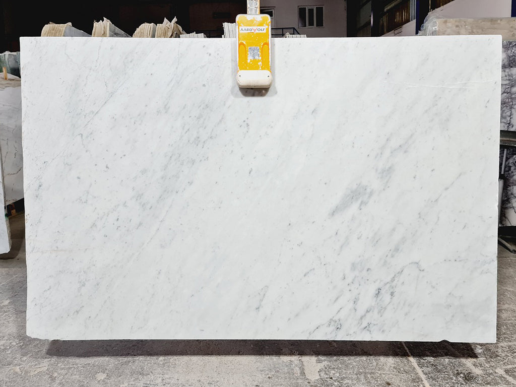 White marble with gray veining slab