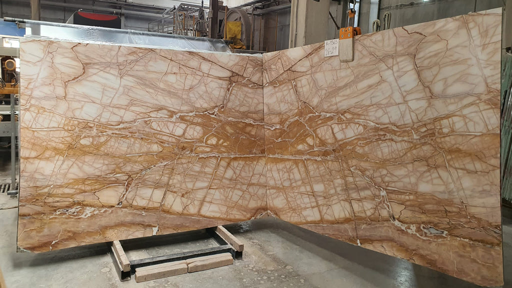 Cream stone with Beige Veining slabs book matched