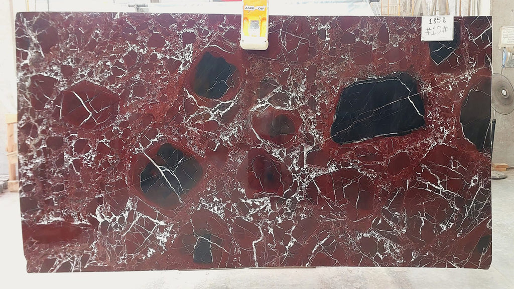 Red Marble with white veins slab