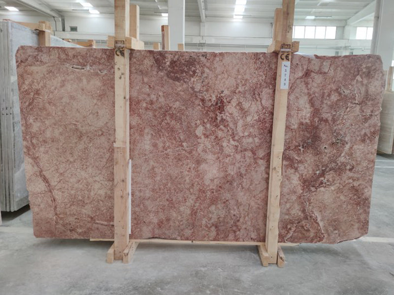Red and pink travertine slab