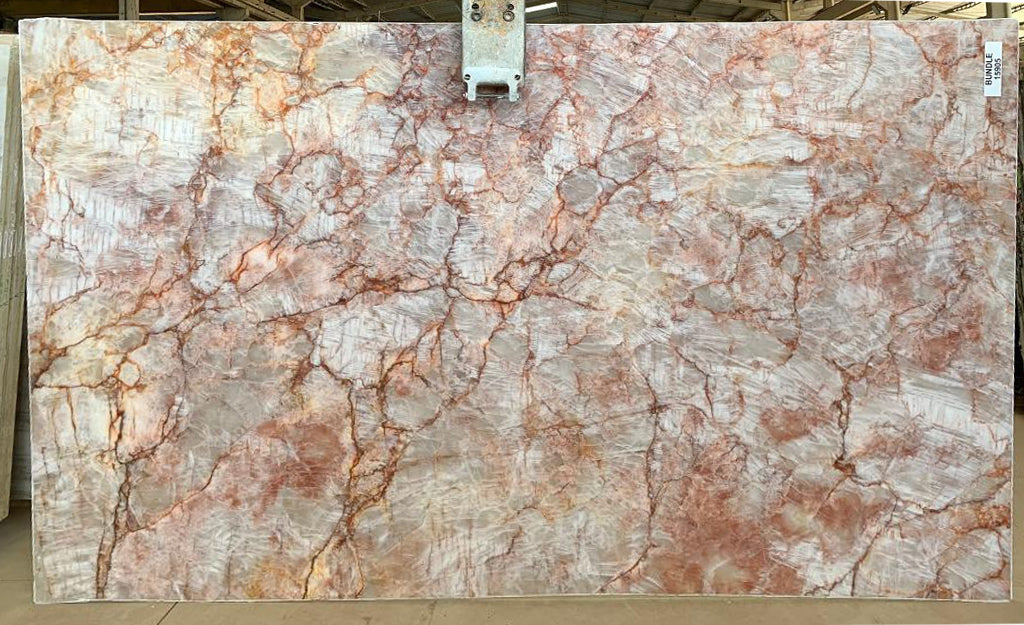 Blush quartzite with red veining slab