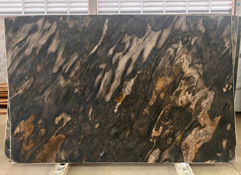 brown quartzite with light brown veining slabs