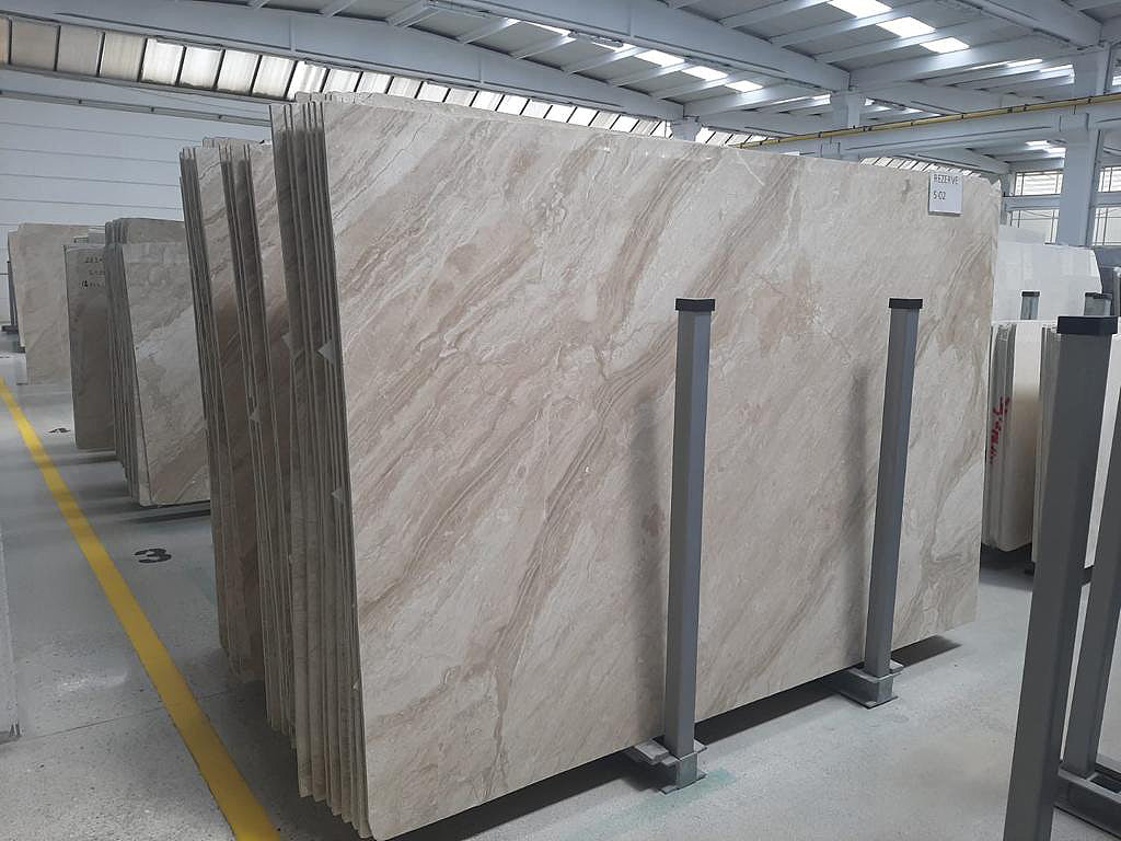 beige stone with brown veining slab