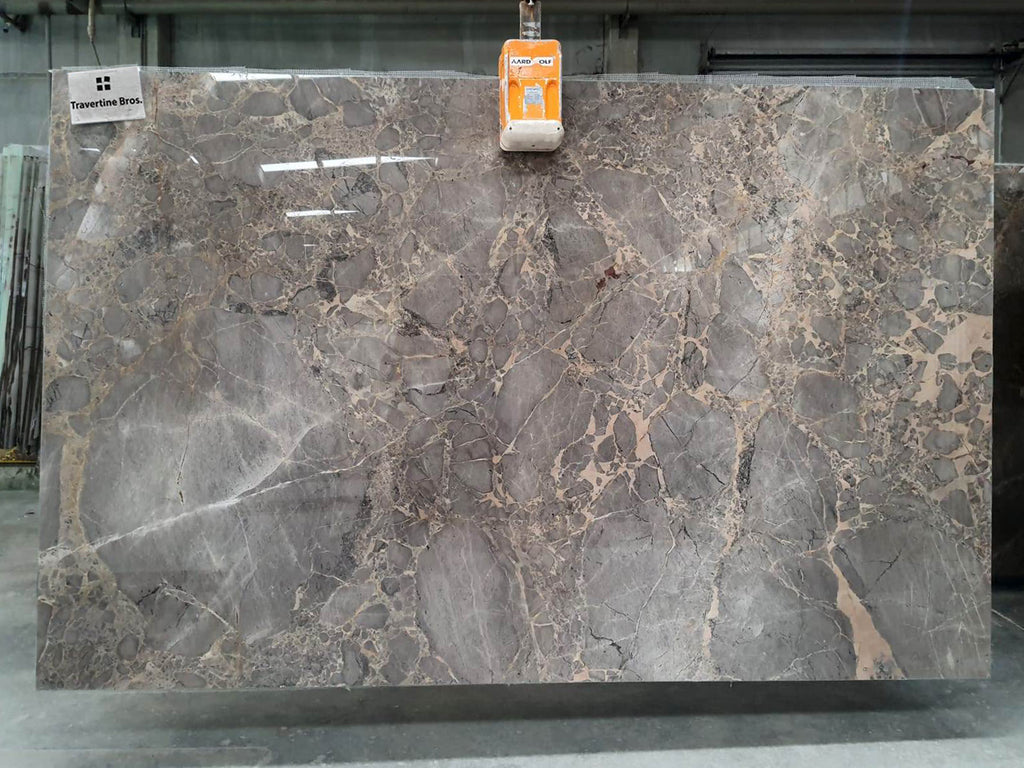 Gray marble with gold veining slab
