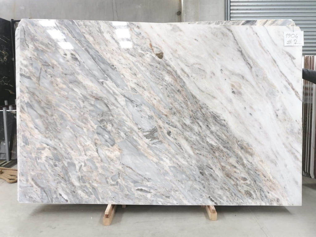 White and gray marble with veining slab