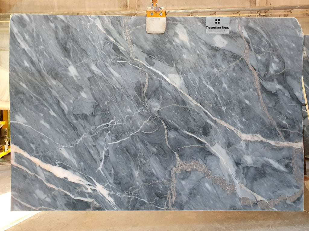 Gray marble with white & gold veining slab