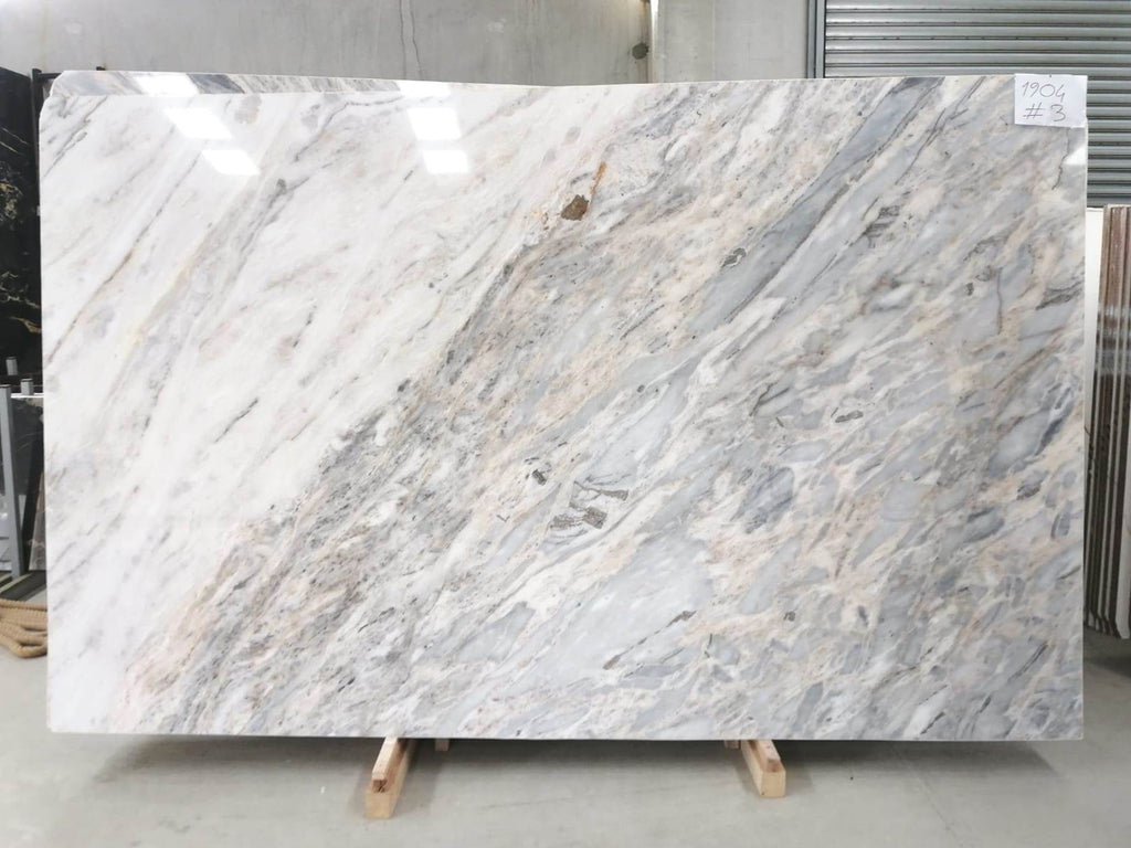 White and gray marble with veining slab