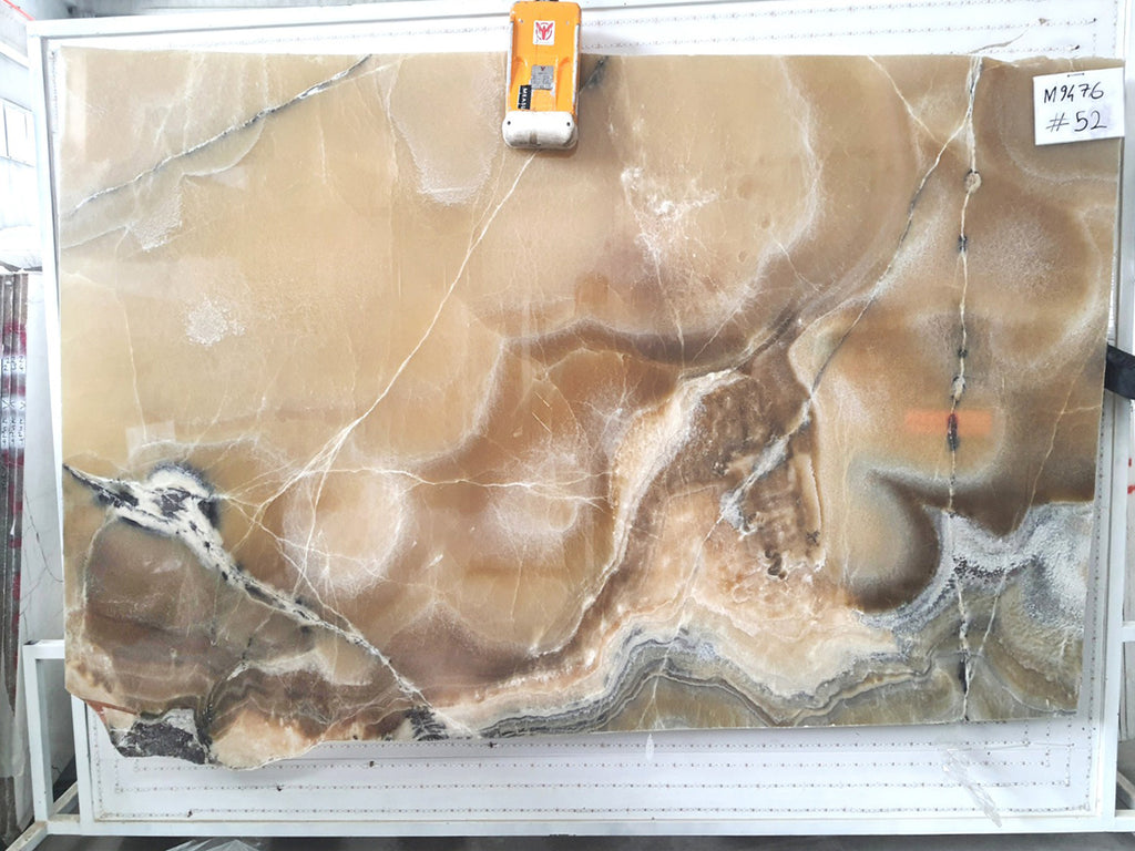 Beige Onyx with gray veining slab