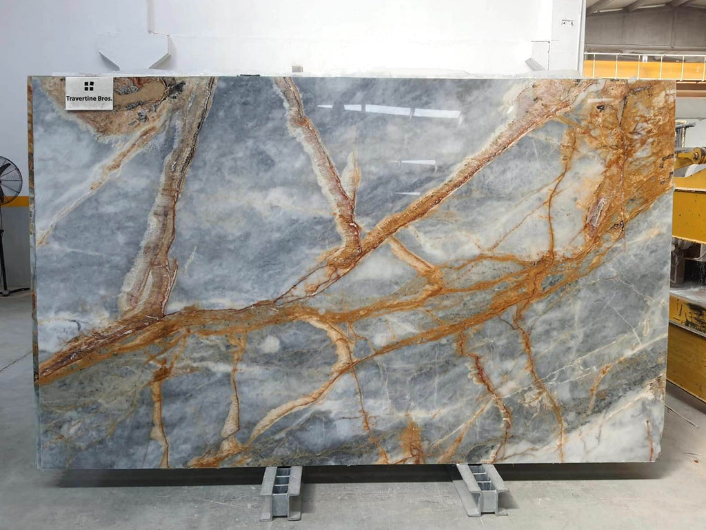 Blue Marble with orange veining slab