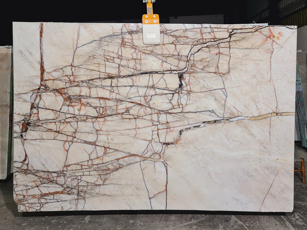 Beige Marble with cracking veining Slab