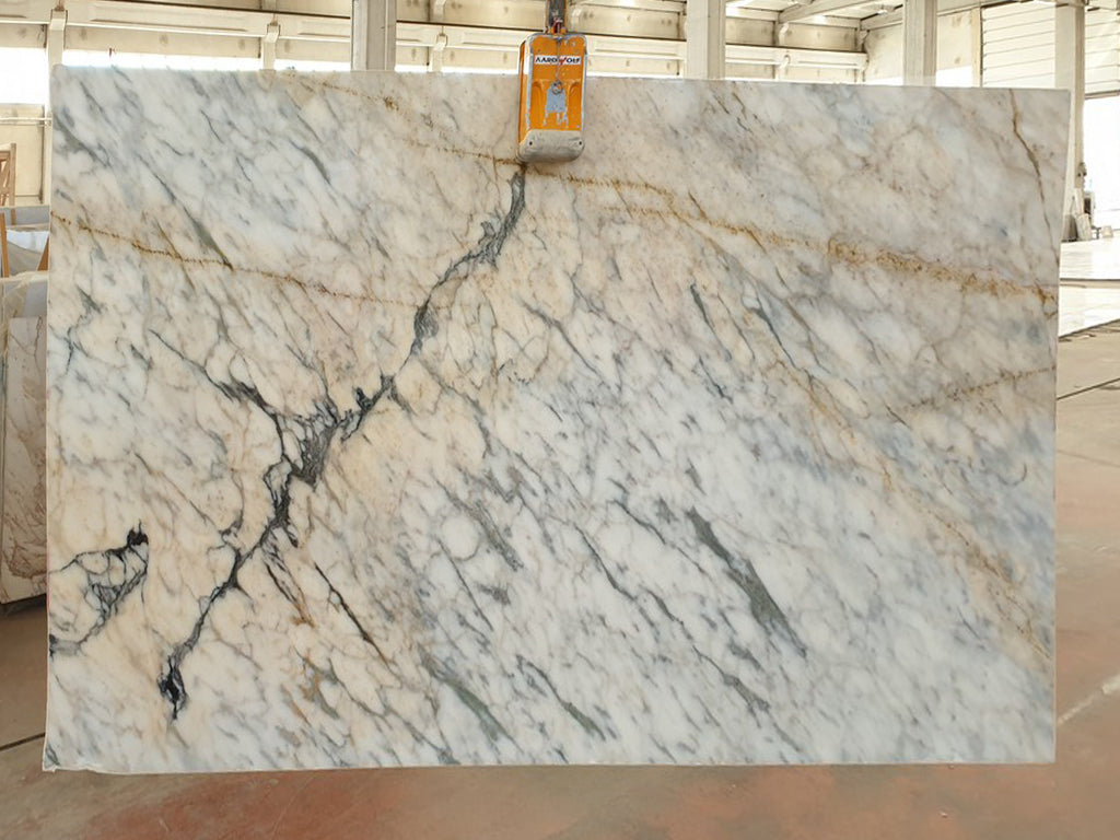 White/Gray marble with dark veining slab