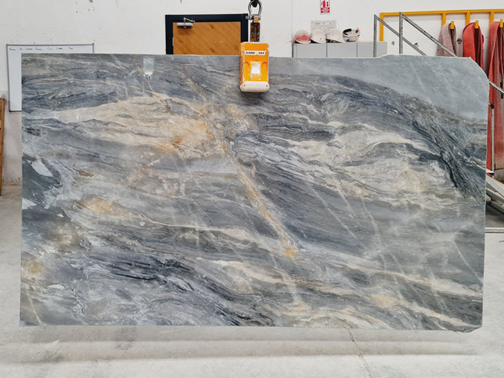 Gray/Blue stone with gold veining Slab