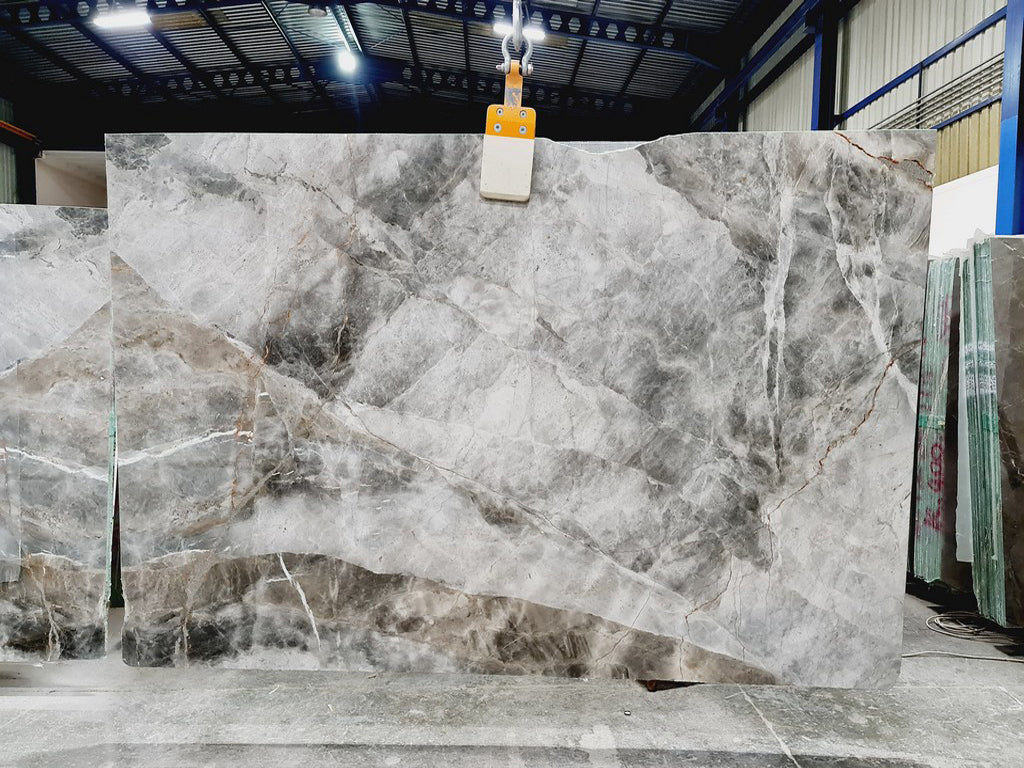 Gray marble with veining slab