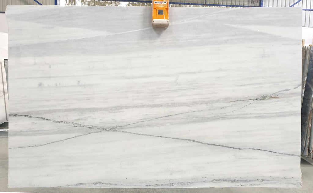 White Stone with gray & black veining slab