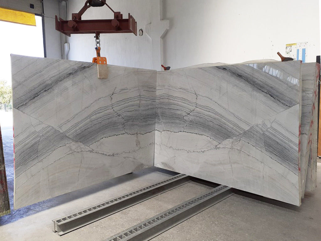 Marble with Gray Veining Slab Book Match.