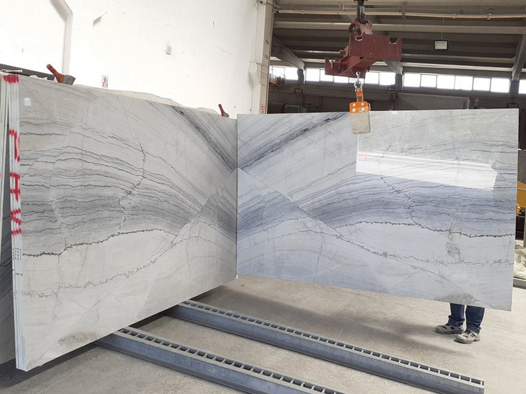 Marble with Gray Veining Slab Book Match.