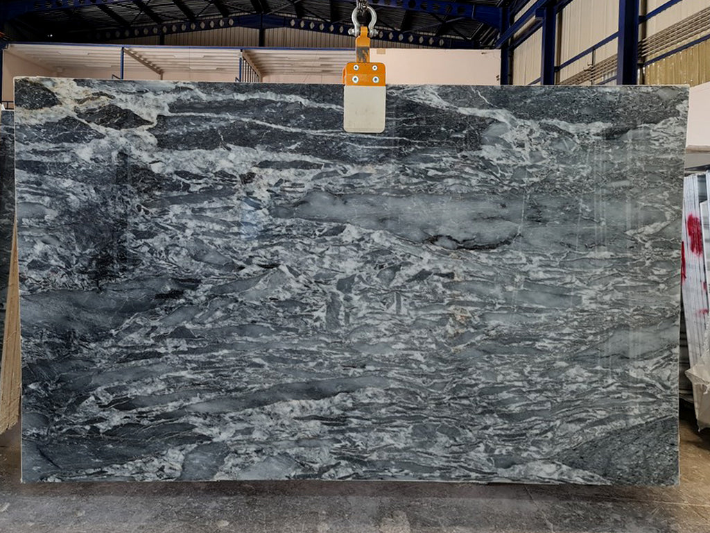 Gray Stone marble with white & black accents.