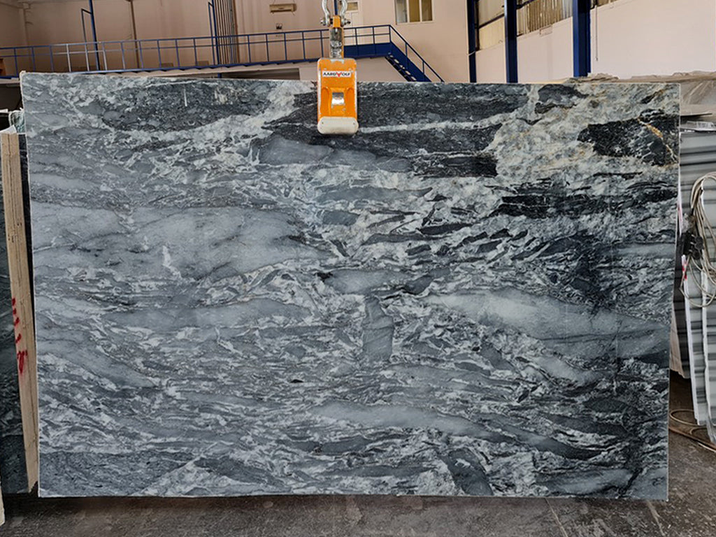 Gray Stone marble with white & black accents.
