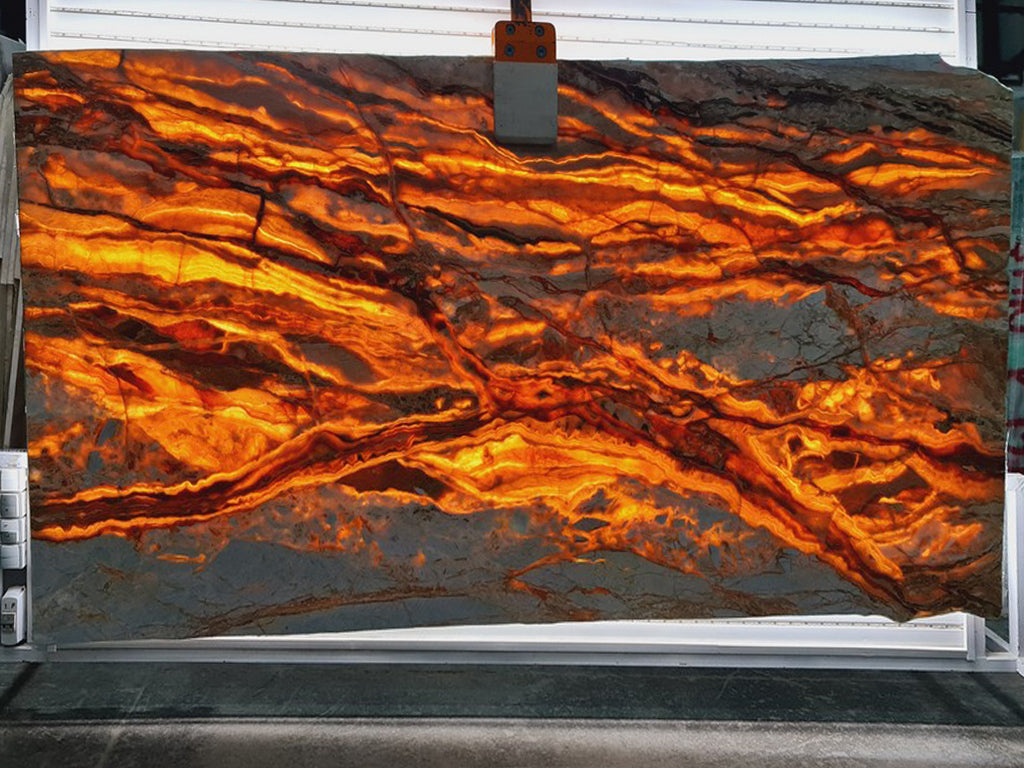 White Stone with Brown veining illuminated