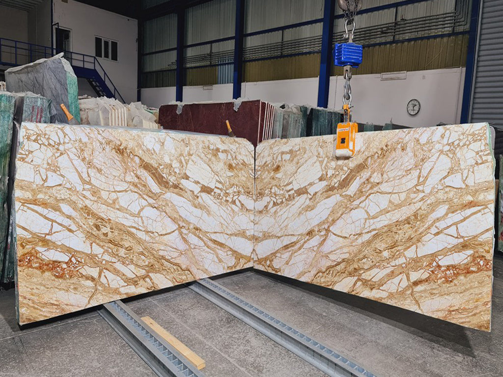 White Stone with Brown veining book matched