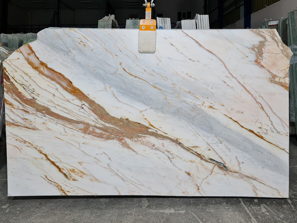 Marble with blue & gold veining slab