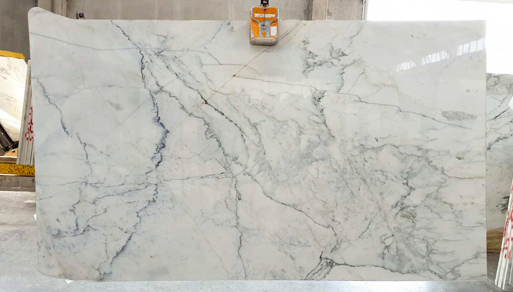 White Marble with green veining slab