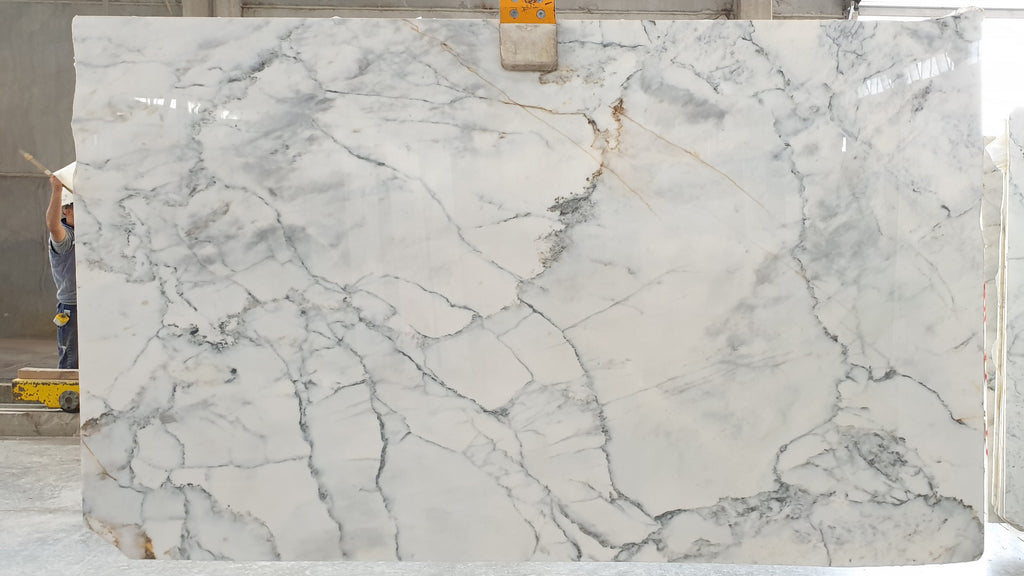 White Marble with green veining slab