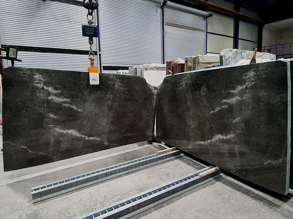 Black Stone with white veining book match