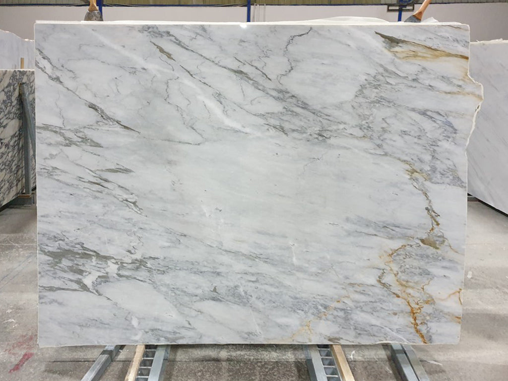 White/Gray marble with gray veining slab