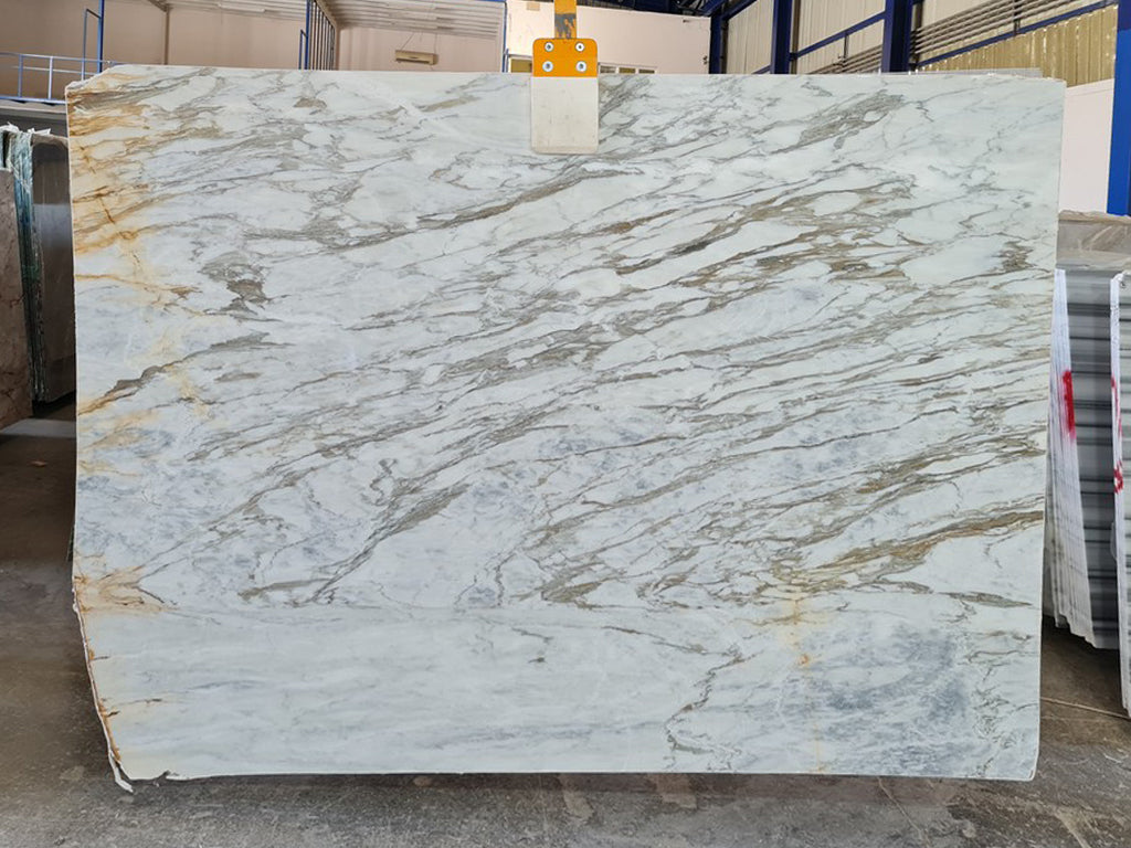 White/Gray marble with gray veining slab