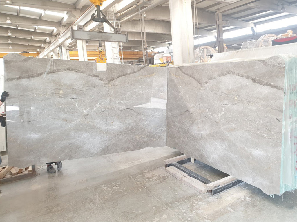 Gray & Beige Marble slabs book matched