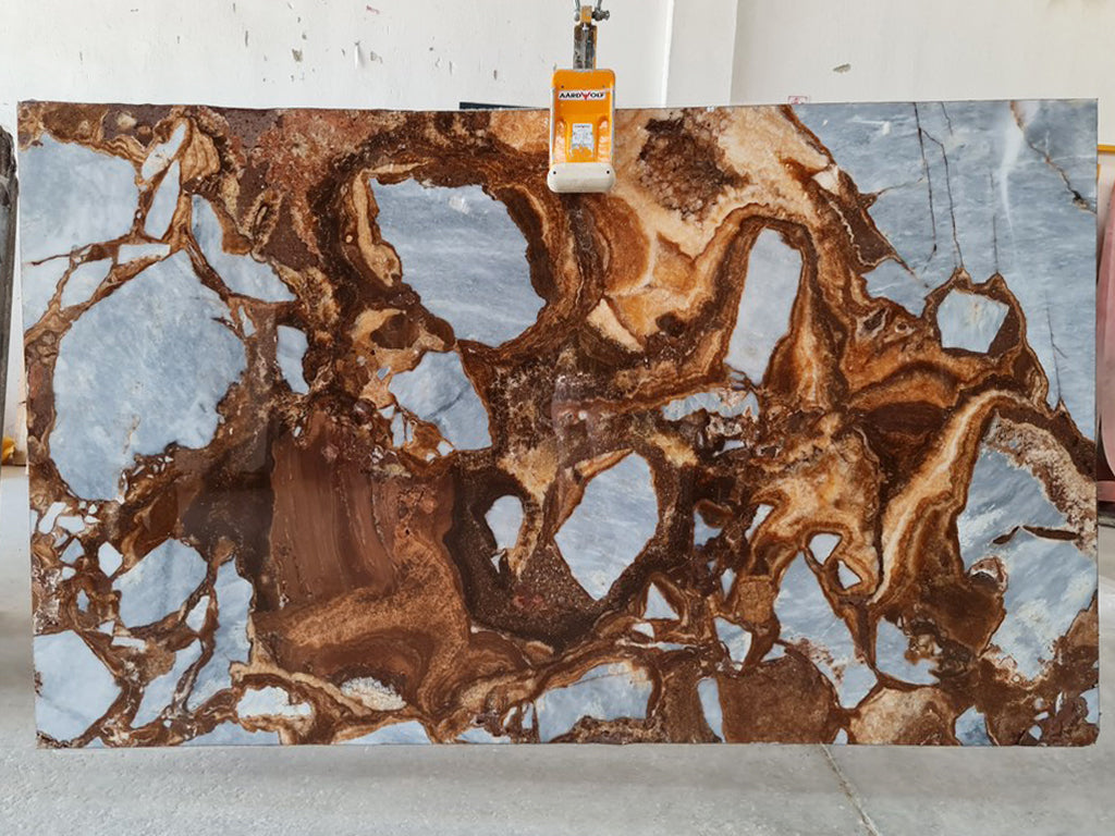 Blue & gold stone with translucent feature slab
