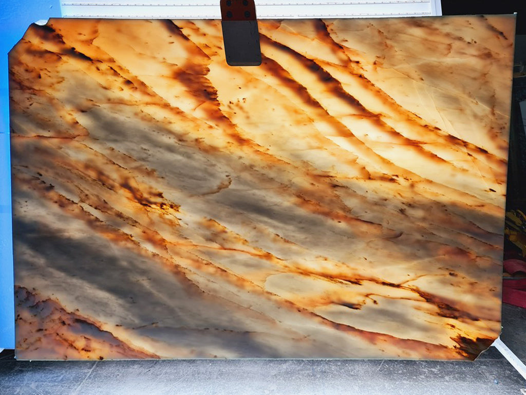 White Marble with gold & green veining back lit