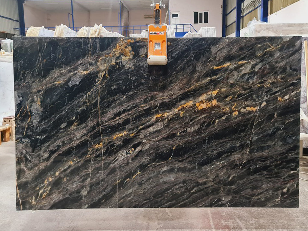Black Marble with gold veining slab