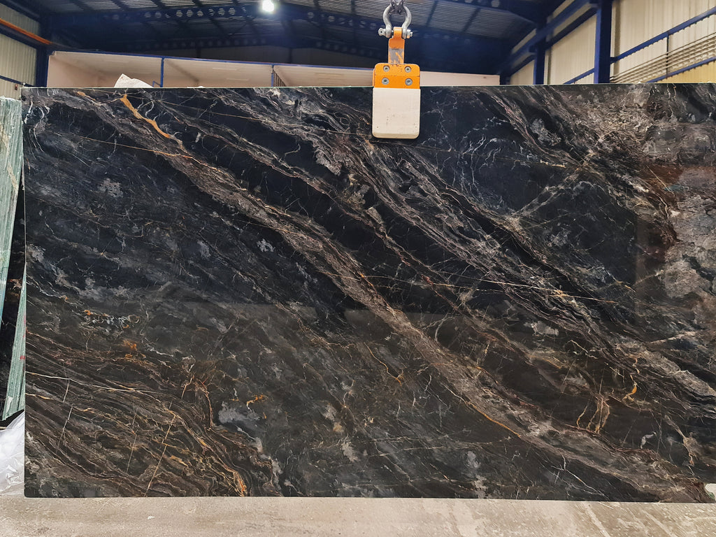 Black Marble with gold veining slab
