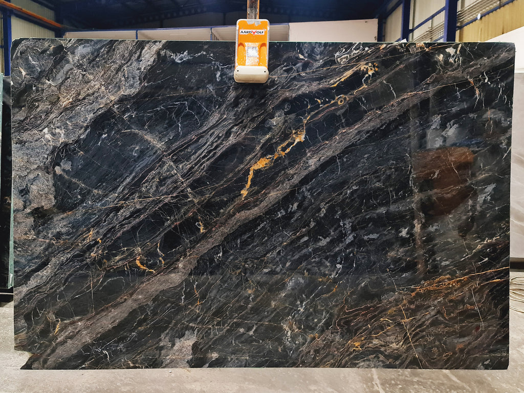 Black Marble with gold veining slab