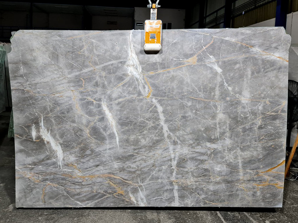 Gray Marble with gold & white veining slab