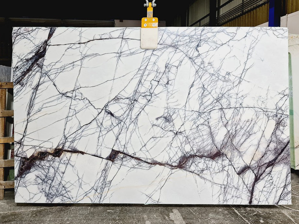 White marble with purple veining
