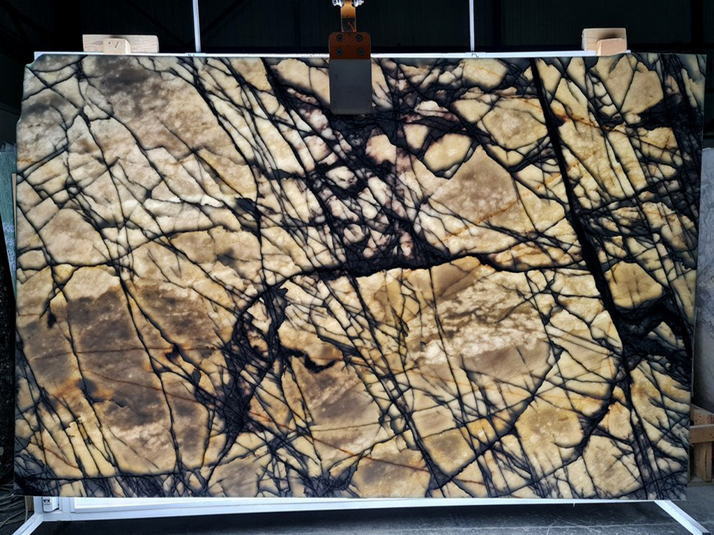 White marble with purple veining back lit