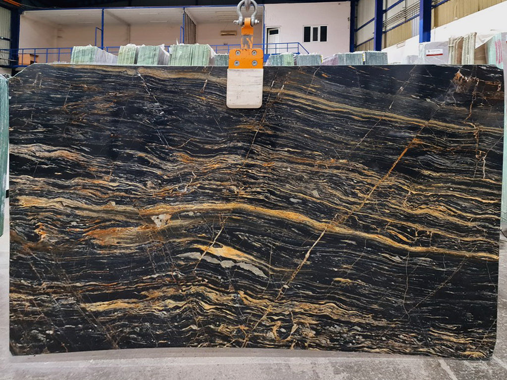 Black Marble with gold veining slab
