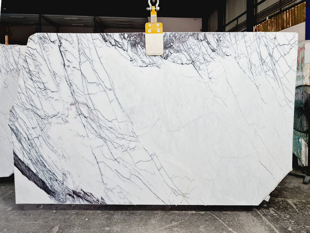 White Marble with purple veining slab