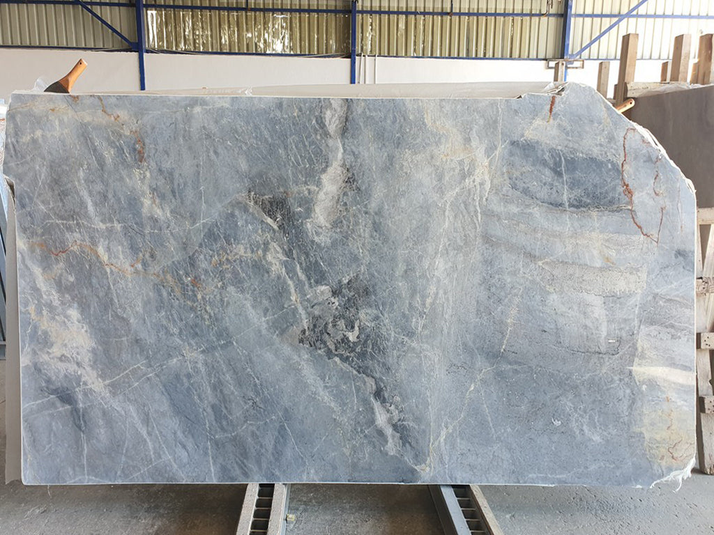 Blue Gray marble with white and black veining slab