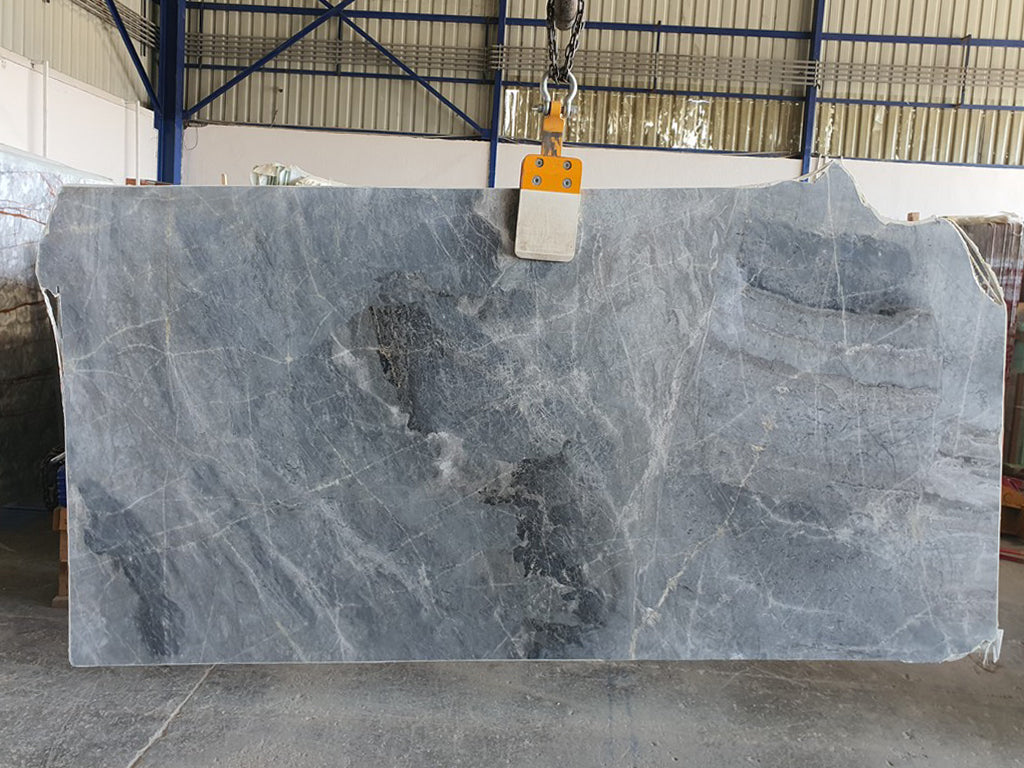 Blue Gray marble with white and black veining slab