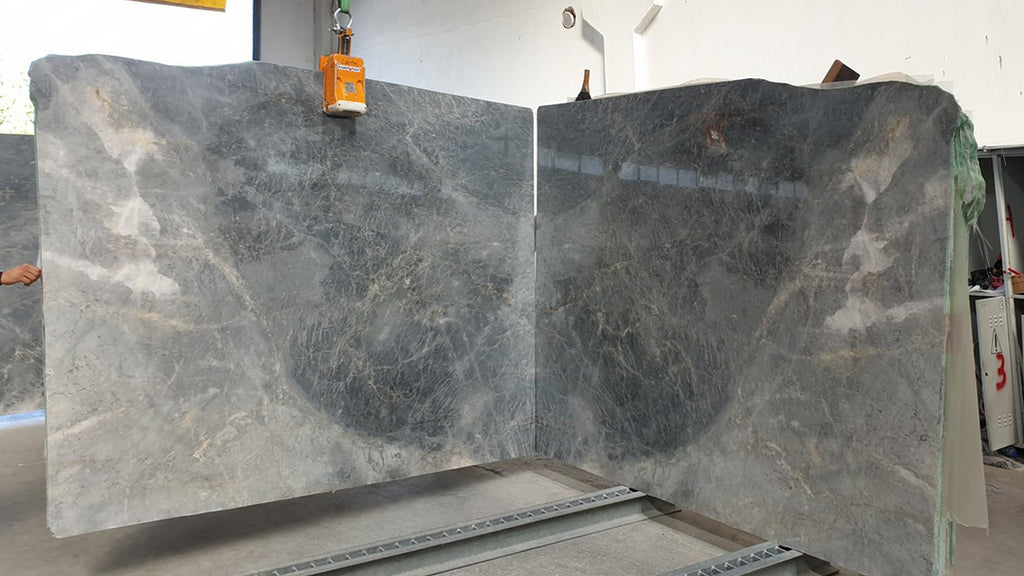 gray marble with light white veining slab