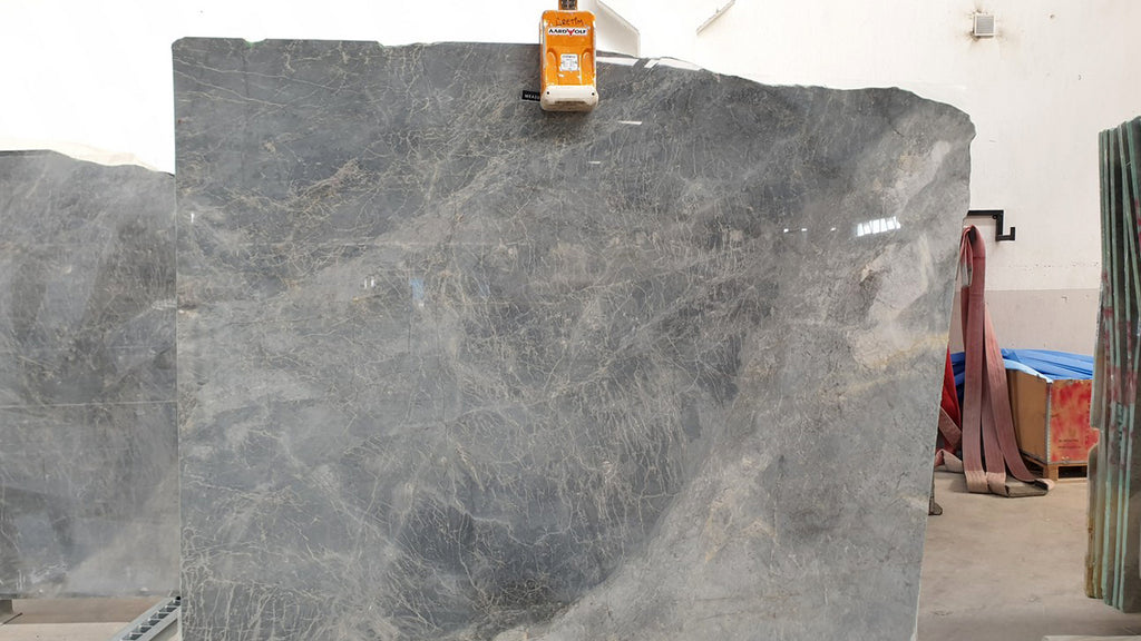 gray marble with light white veining slab