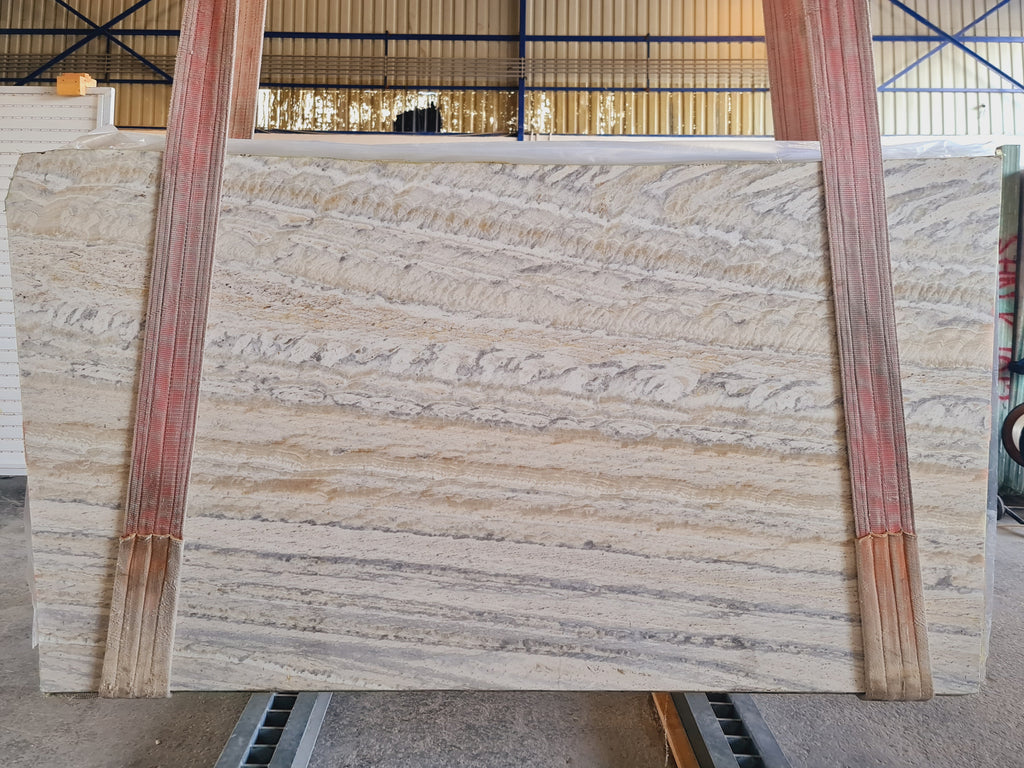 Beige Marble with linear tonal veining slab
