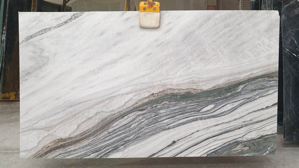 Cream stone with  gray veining slab