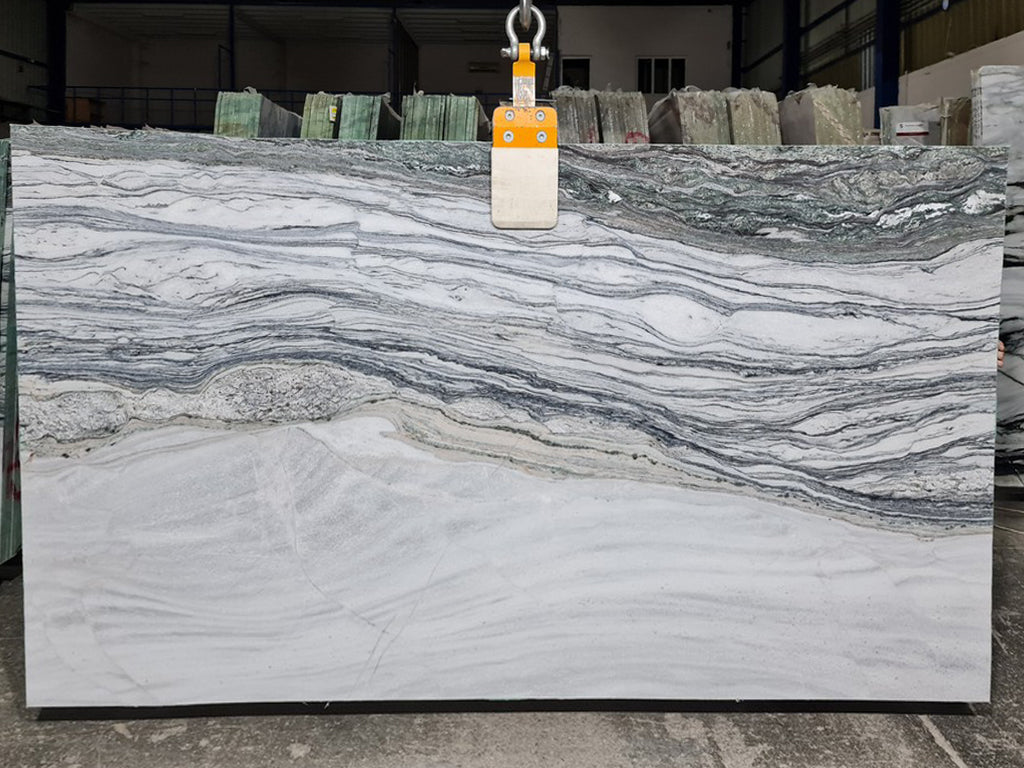 Cream stone with  gray veining slab