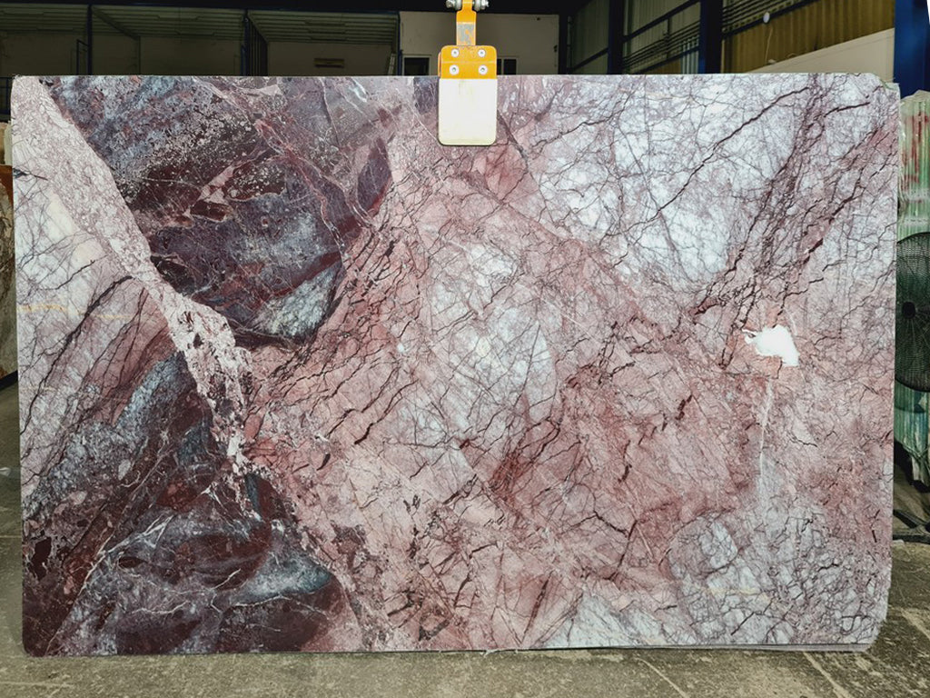 Purple marble with gray & pink veining slab